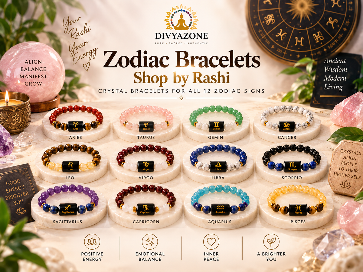 Zodiac crystal bracelets for all 12 zodiac signs by DivyaZone