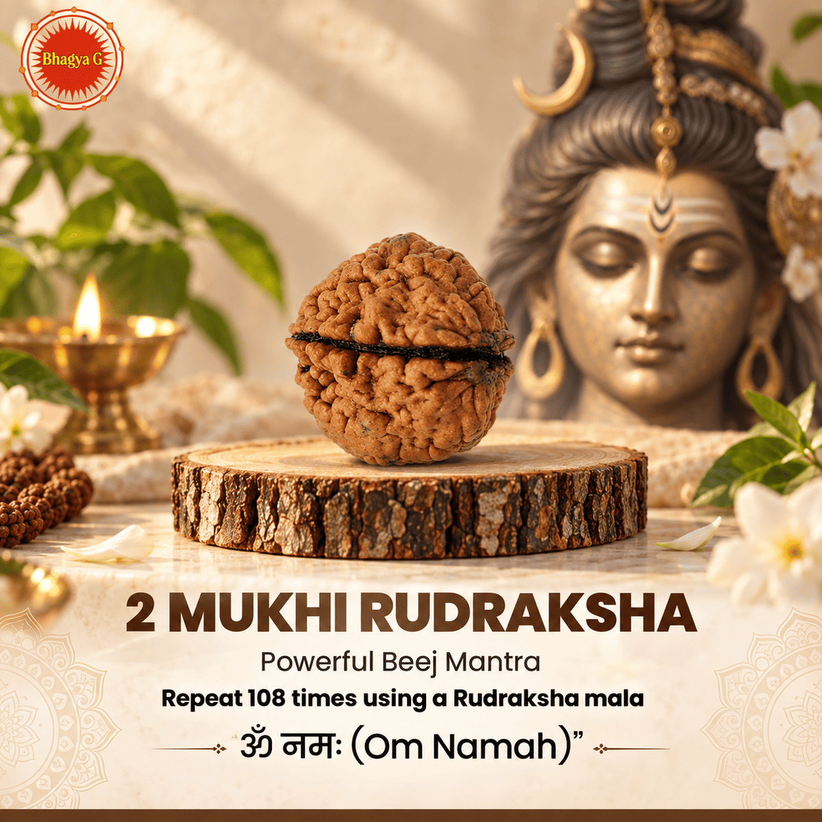 2 Mukhi Rudraksha Beej Mantra | Om Namah | DivyaZone