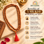 5 Mukhi Rudraksha Mala showing natural beads, authentic quality and traditional spiritual use