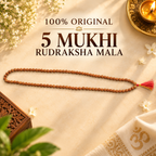 Original lab certified 5 Mukhi Rudraksha Mala showing 7mm beads and 108+1 bead count