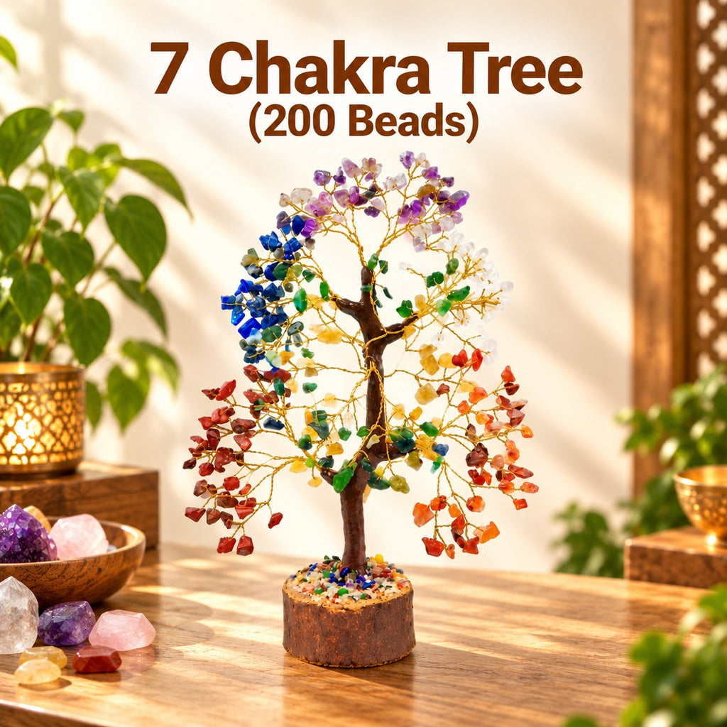 7 Chakra Tree with 200 natural chakra crystal beads for home decor and spiritual spaces
