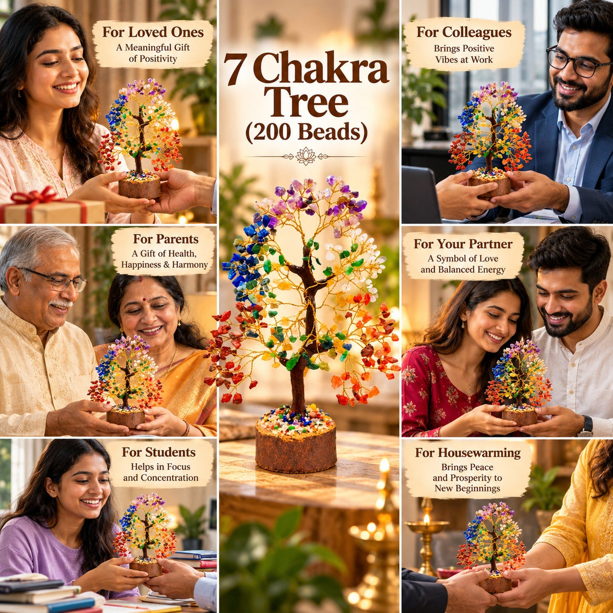 7 Chakra Tree presented as a meaningful gift for family, parents, partners and loved ones