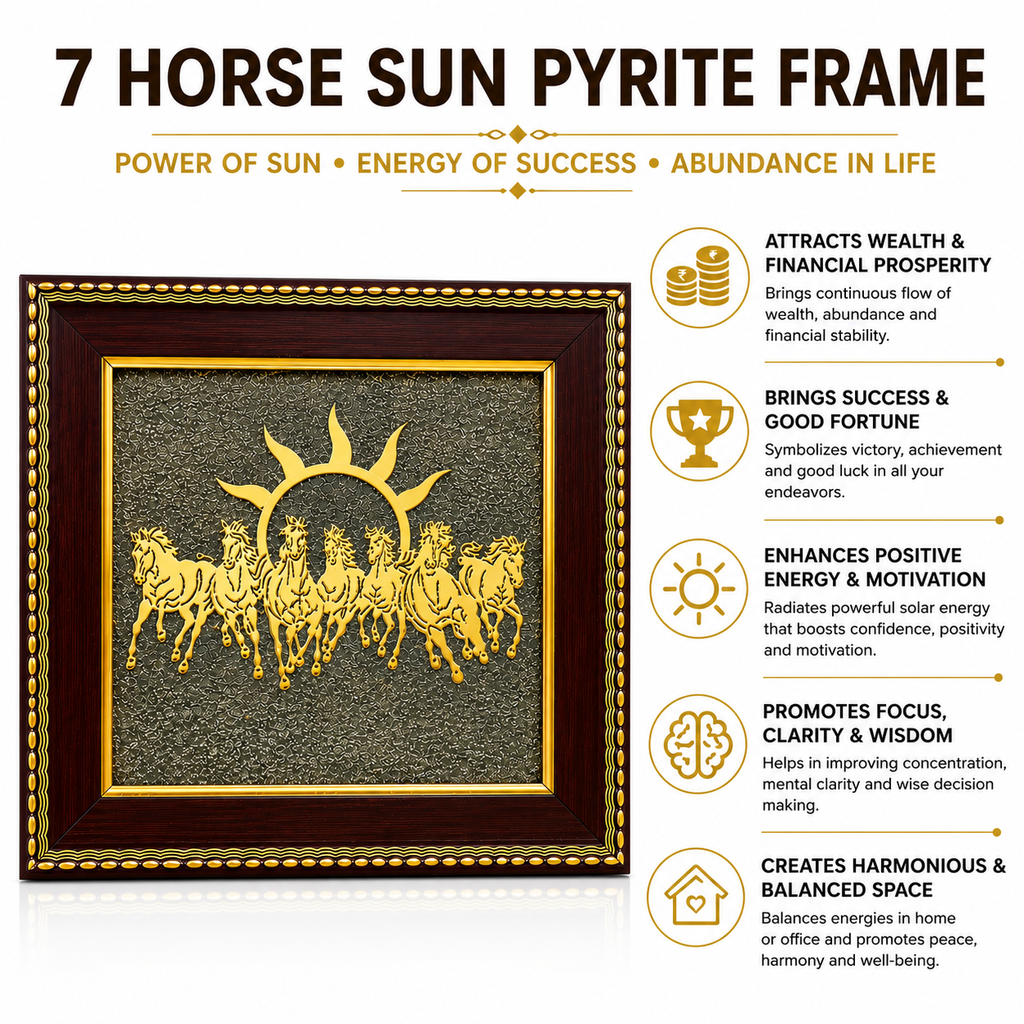 7 Horse Pyrite Frame benefits for wealth, dprosperity, success and business growth Divyazone