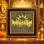 7 Horse Pyrite Frame with seven running horses, Surya Dev and Pyrite for wealth, success and Vastu décor DIVYAZONE