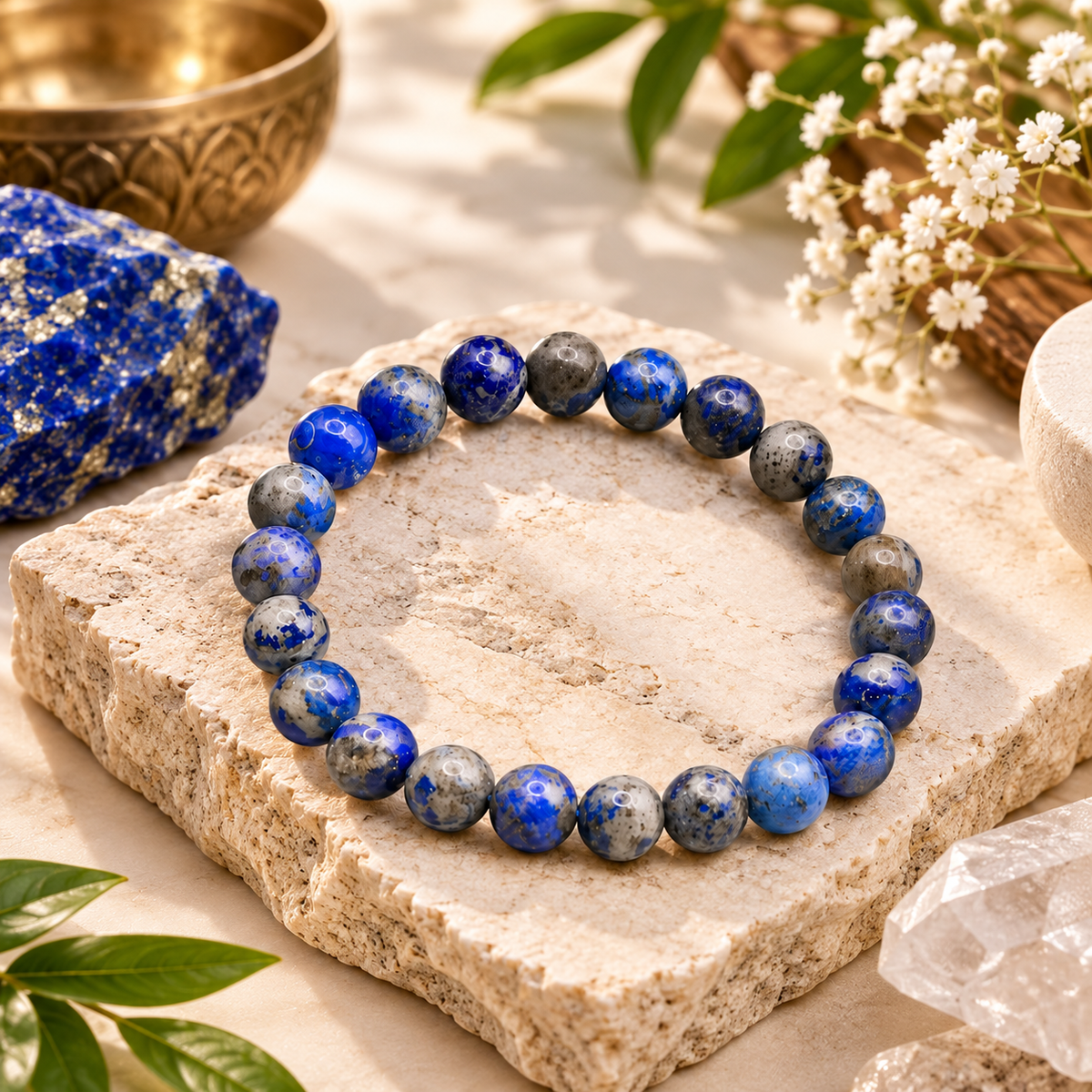 AAA quality Lapis Lazuli bracelet, lab certified natural blue gemstone bracelet