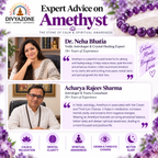 Divyazone Natural Amethyst Crystal Bracelet with expert astrologer advice highlighting calm, mental clarity, spiritual awareness, chakra balance, and better sleep.