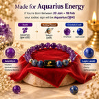Aquarius zodiac crystal bracelet designed with Amethyst and Lapis Lazuli for Aquarius energy