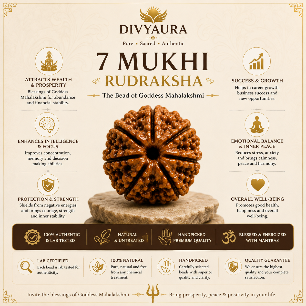 Authentic 7 Mukhi Nepali Rudraksha with Certification