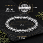 8mm natural Clear Quartz bracelet with 7cm and 22cm size details