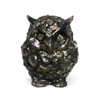 Lab certified natural Pyrite Owl statue for wealth and prosperity décor