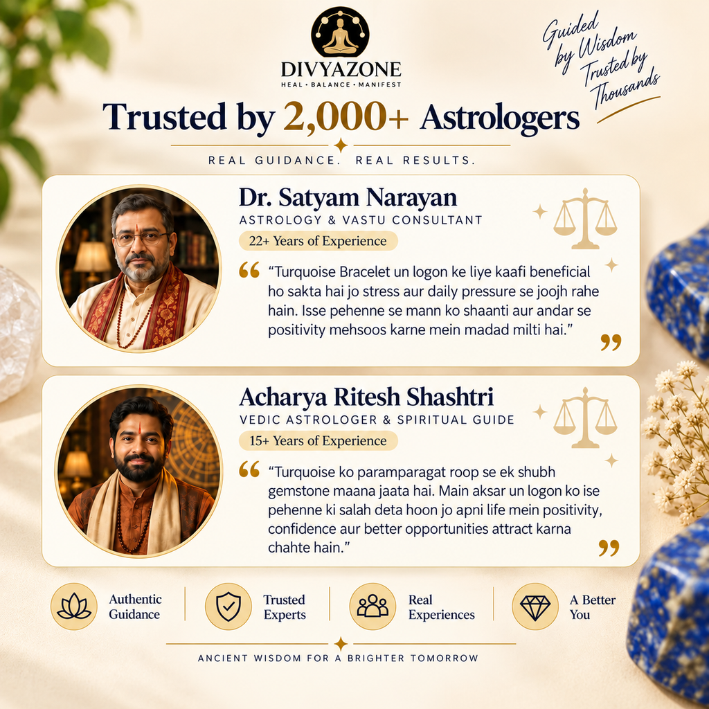 Divyazone Firoza bracelet featuring astrologer testimonials and traditional gemstone guidance