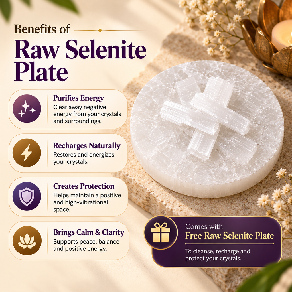 Free Raw Selenite Plate for cleansing and recharging Scorpio crystal bracelet