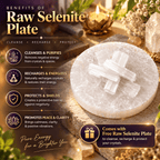 Raw Selenite plate included with Leo bracelet for cleansing, recharging and protecting crystals