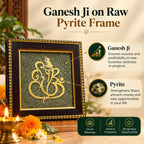 Ganesh Ji on Raw Pyrite Frame showing premium frame and raw pyrite surface details