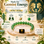 Gemini zodiac bracelet made with Green Aventurine and Milky Quartz for clarity, balance and positive energy | DivyaZone