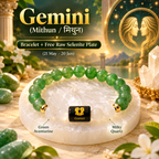 Gemini zodiac bracelet featuring Green Aventurine and Milky Quartz with a free raw Selenite plate | DivyaZone