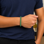 Man wearing a natural Green Aventurine crystal bracelet by DIVYAZONE