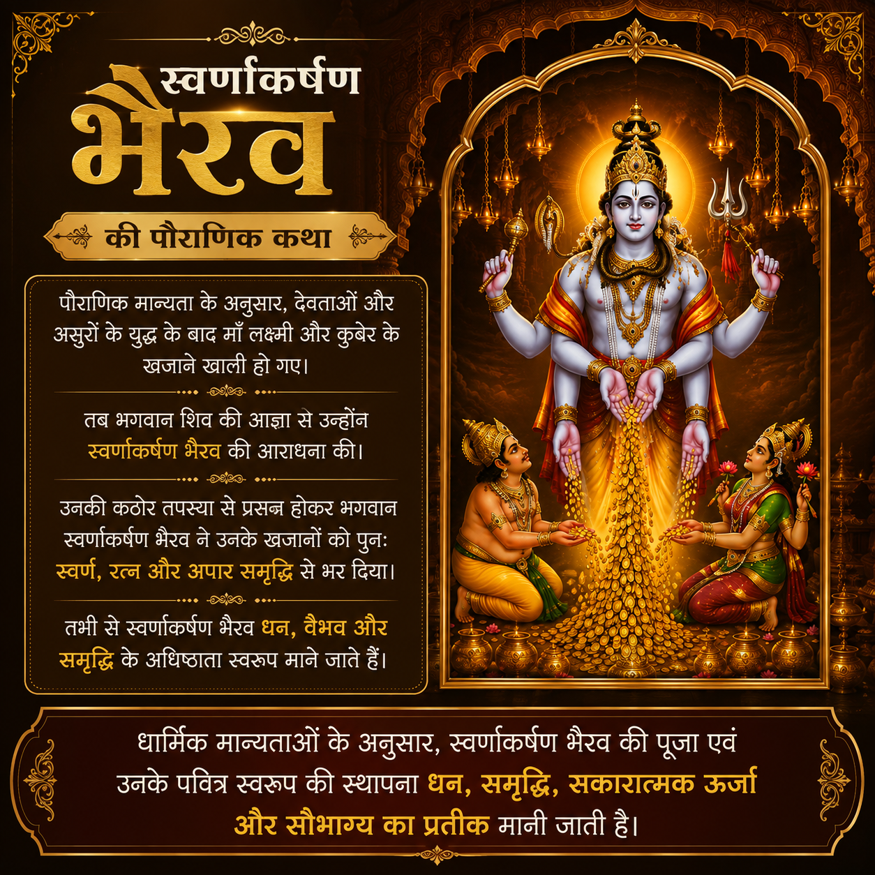 High-quality Swarna Akarshana Bhairava divine photo frame with elegant design for home temple
