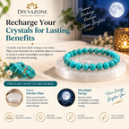 Divyazone Firoza bracelet being recharged on a selenite plate and under moonlight
