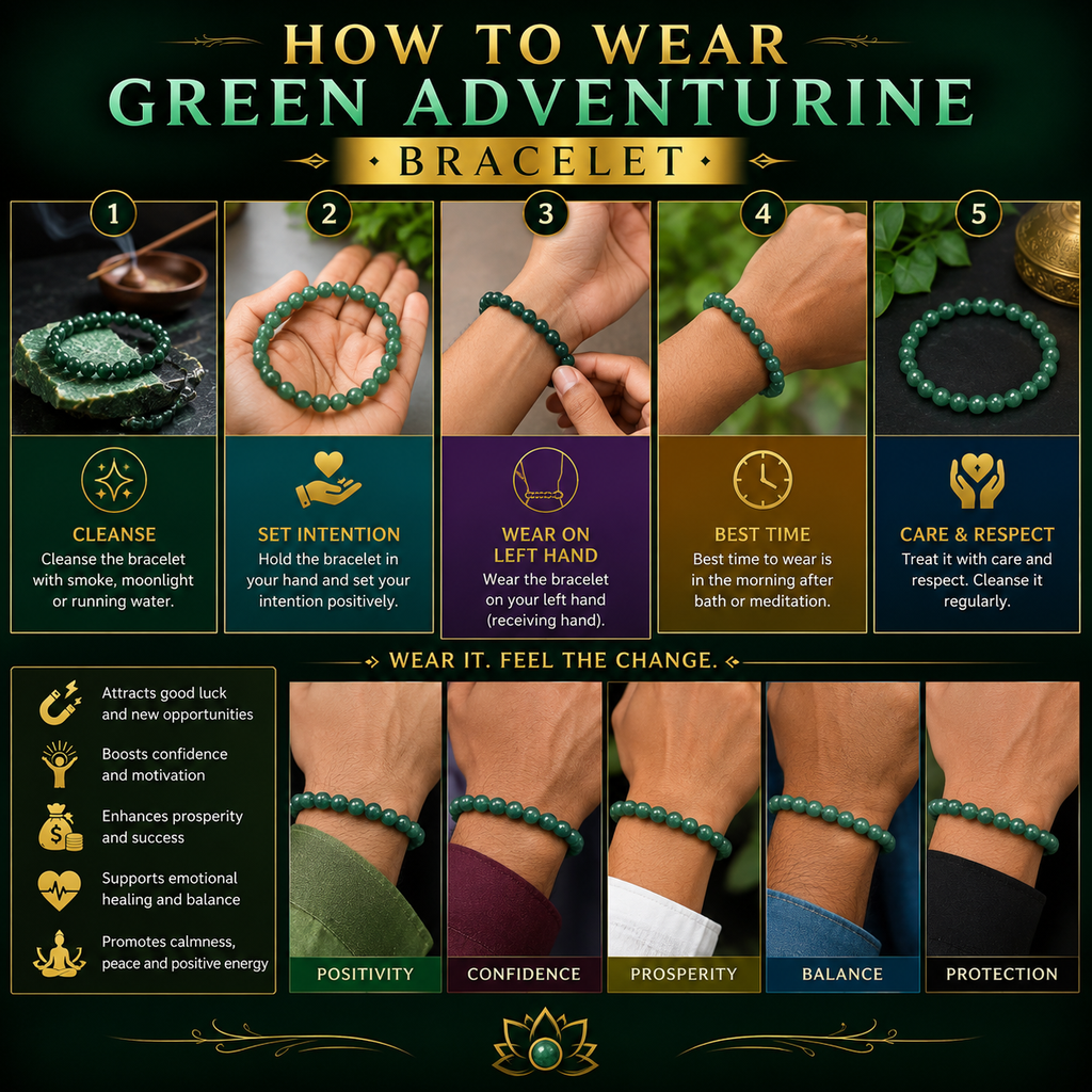 How to wear a natural Green Aventurine crystal bracelet