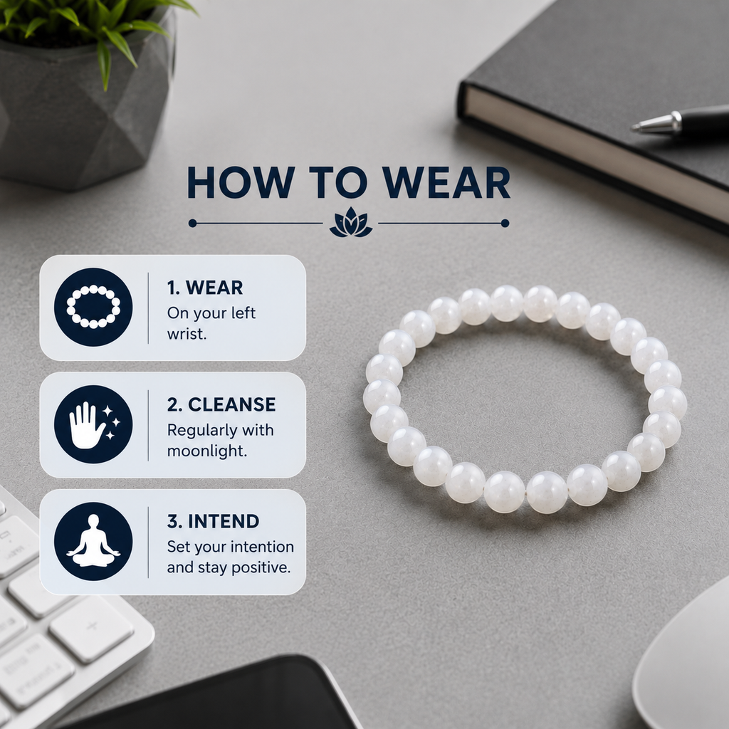 How to wear a natural Moonstone bracelet on the wrist