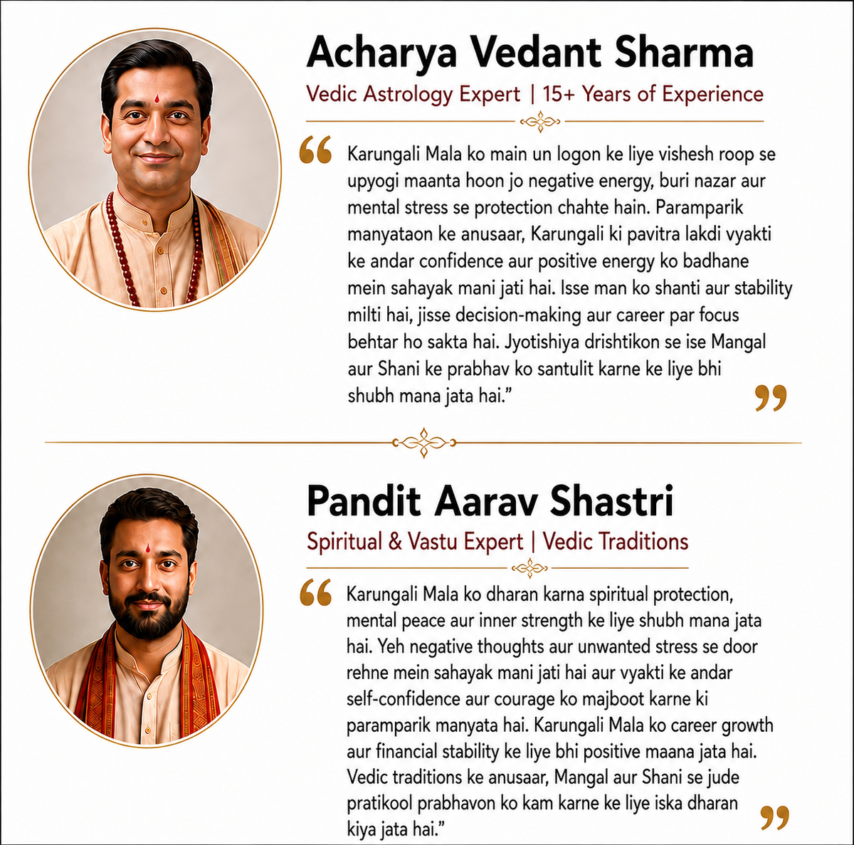Karungali bracelet testimonials and traditional spiritual recommendations from experts