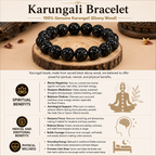 Karungali ebony wood bracelet showing traditional benefits, spiritual significance and natural wood details
