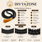 Natural Karungali wood mala with product details, benefits, bead sizes and traditional spiritual uses
