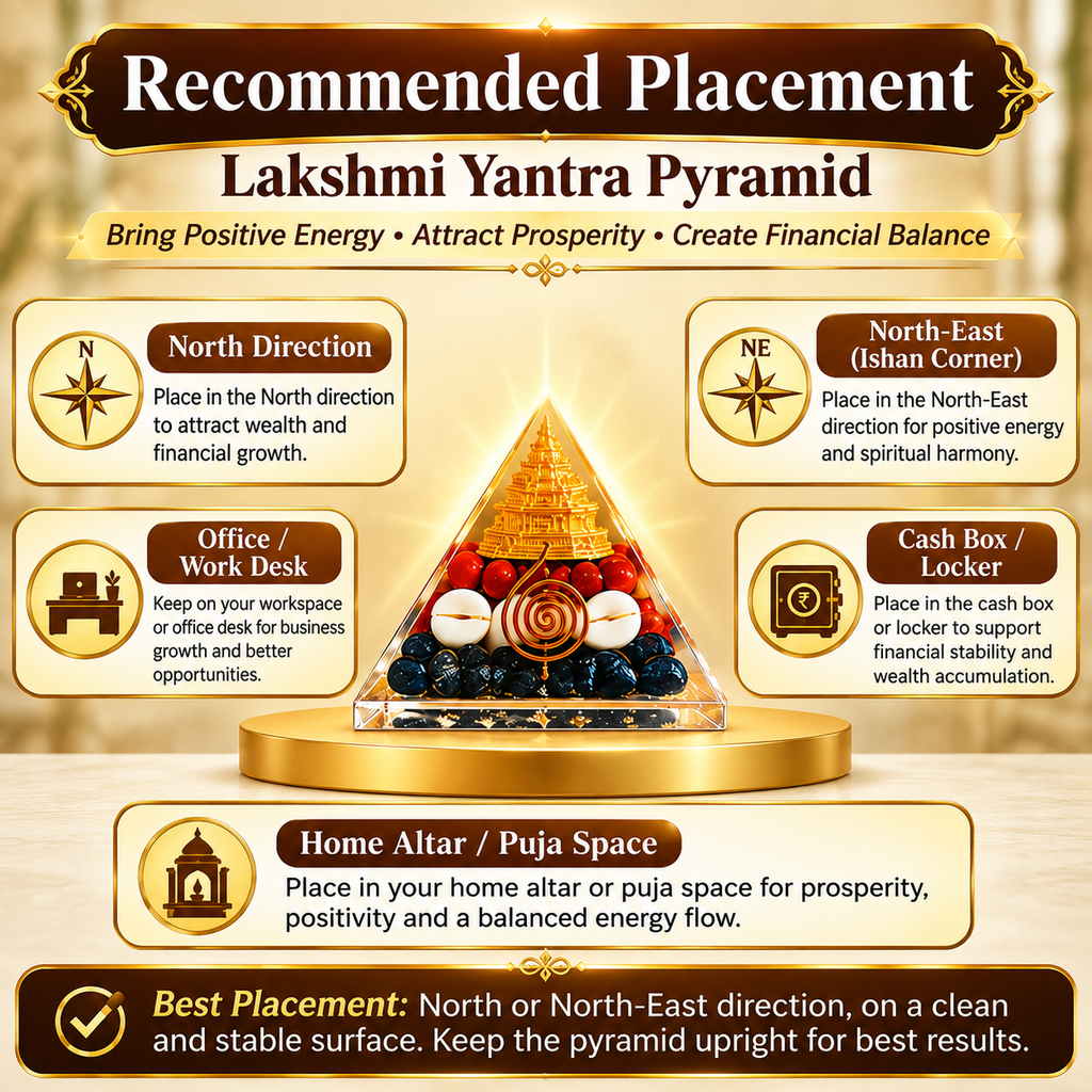 Recommended placement of Lakshmi Yantra Pyramid in North and North-East directions