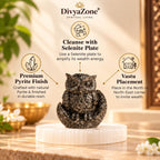 Large Pyrite Owl figurine with premium metallic finish, symbolic wisdom and Vastu-inspired placement guidance