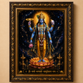Lord Vishnu Chaturbhuja Premium Acrylic Wall Art with Ultra HD UV print and matte black floating frame for home temple
