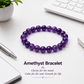 Natural AAA quality 8mm amethyst bracelet with purple crystal beads