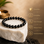 Natural Black Obsidian Bracelet representing spiritual protection, Root Chakra grounding, emotional stability and inner peace