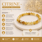 Natural Citrine crystal bracelet with traditional associations for abundance, confidence, positivity and focus