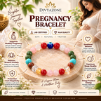 DIVYAZONE Pregnancy Bracelet made with natural gemstones including Rose Quartz, Carnelian, Turquoise, Clear Quartz and Unakite, designed as a meaningful spiritual wellness accessory.