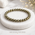 Natural Pyrite Crystal Bracelet with 8mm Beads by Divyaura