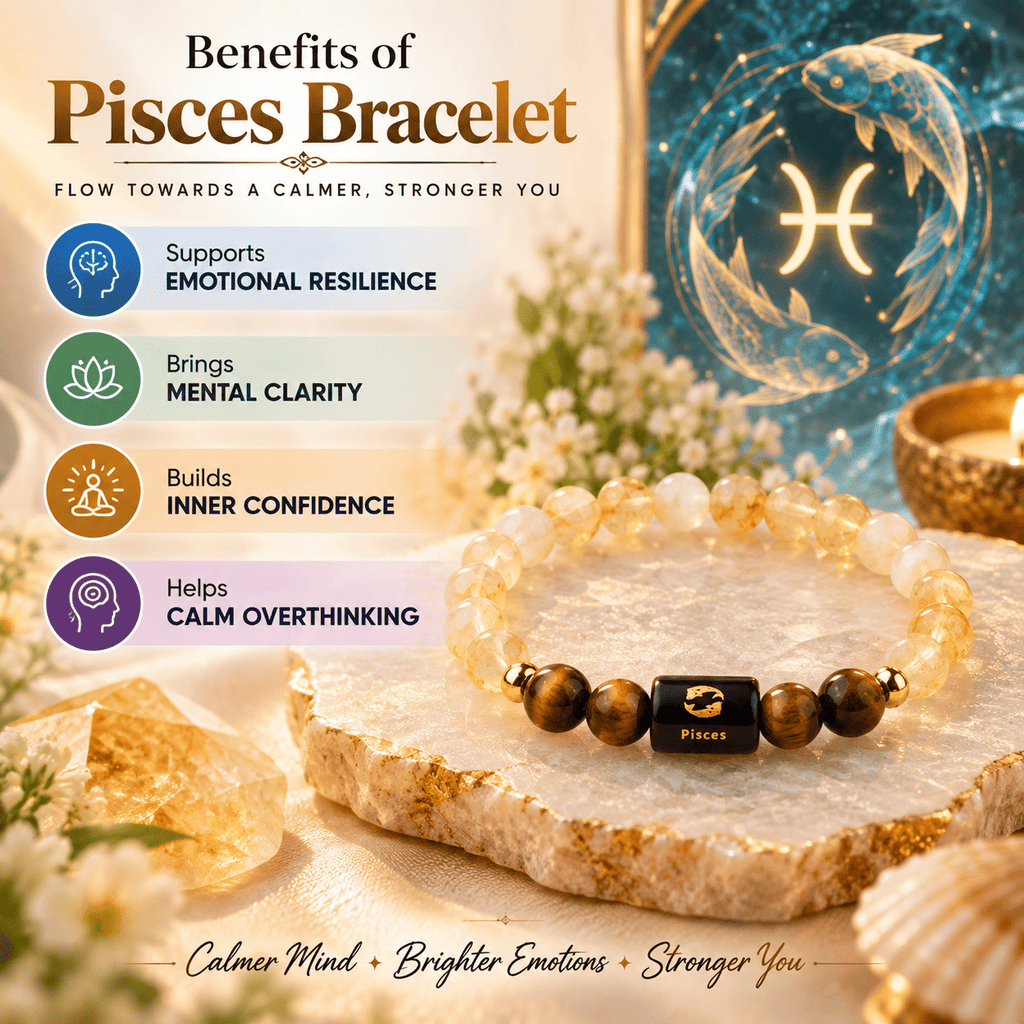 Pisces bracelet highlighting emotional strength, mental clarity, grounded confidence and reduced overthinking | DivyaZone