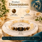 Pisces bracelet showing 8 mm bead size, 7 cm inner diameter and approximately 22 cm total length | DivyaZone