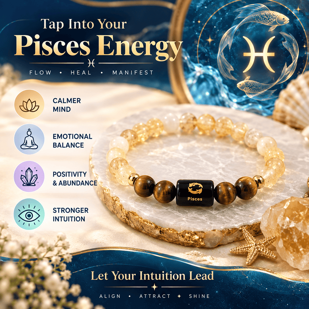 Pisces bracelet highlighting intuition, emotional balance, positive energy and inner peace | DivyaZone