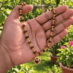Premium Gold Plated Rudraksha Mala Chain with Om Pendant