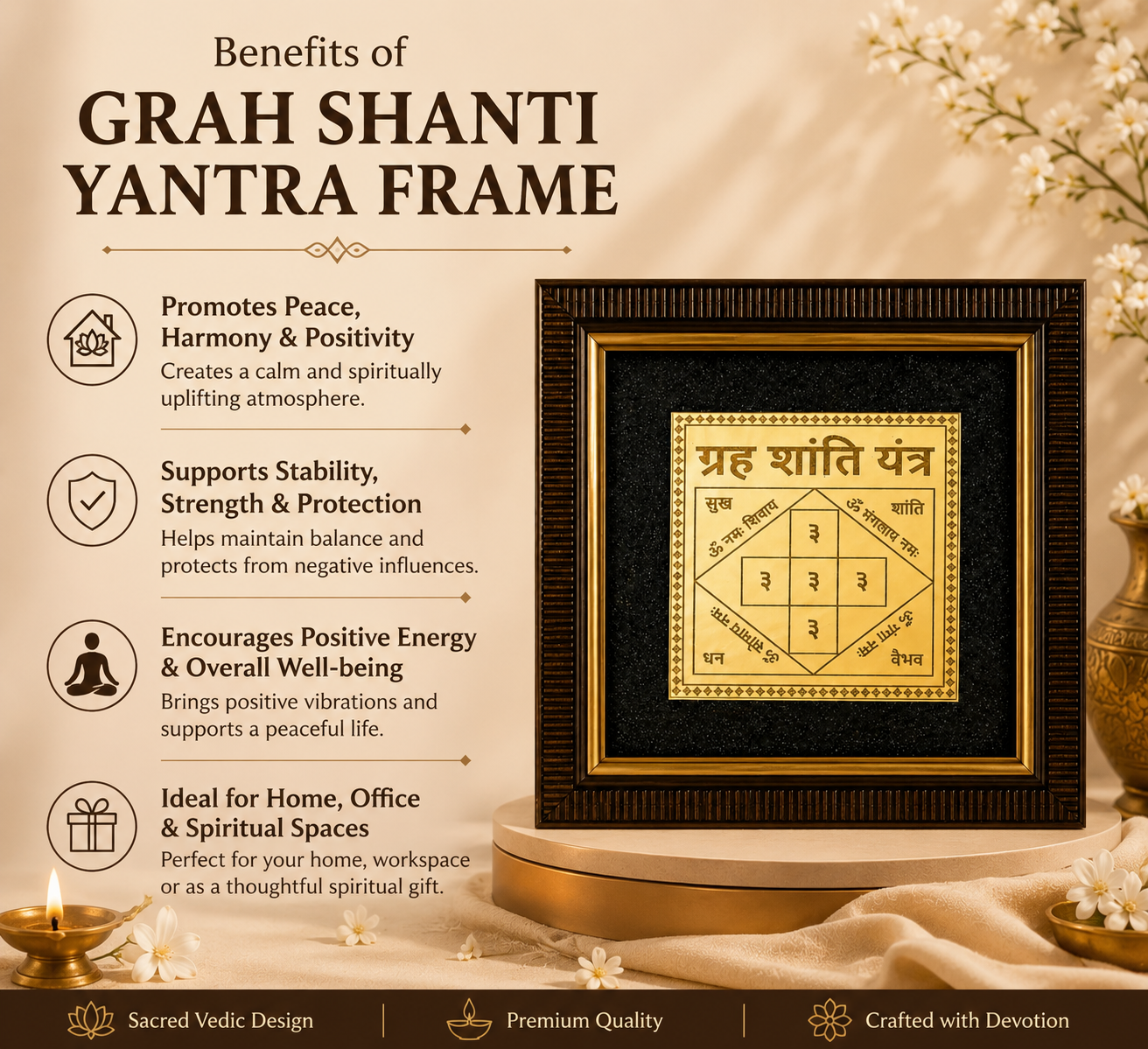 Premium Grah Shanti Yantra Wooden Frame for Peace and Prosperity