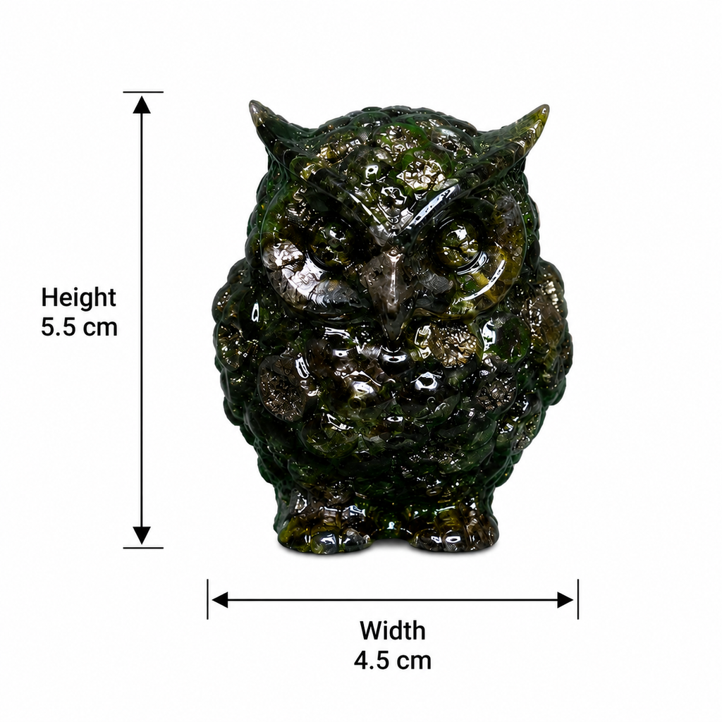 Pyrite Owl statue dimensions 5.5 cm height and 4.5 cm width