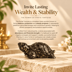 Pyrite Tortoise placed on a stone surface representing traditional Vastu beliefs about wealth, stability and prosperity