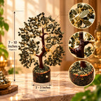 Pyrite Tree approximately 7 to 10 inches tall with detailed pyrite stone branches and wooden base