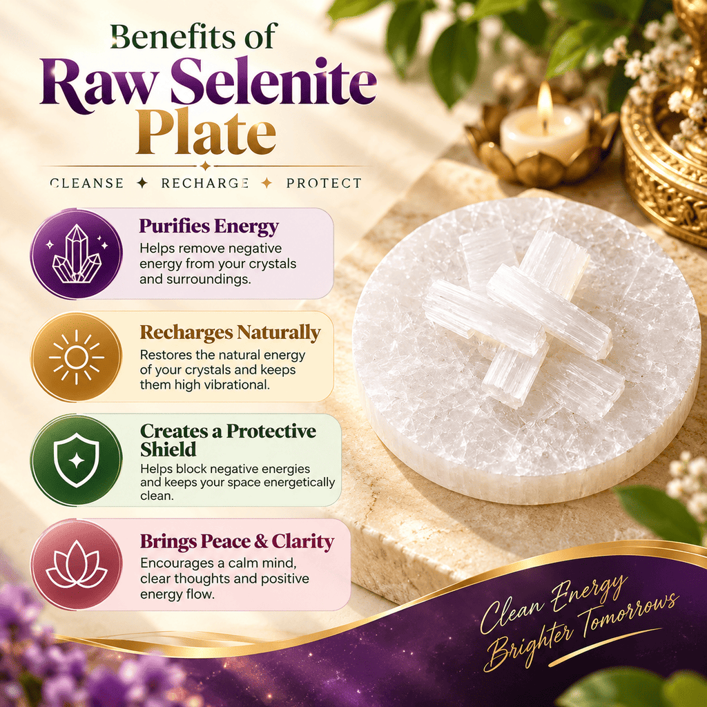 Raw Selenite plate included with Pisces bracelet for cleansing and recharging crystals | DivyaZone