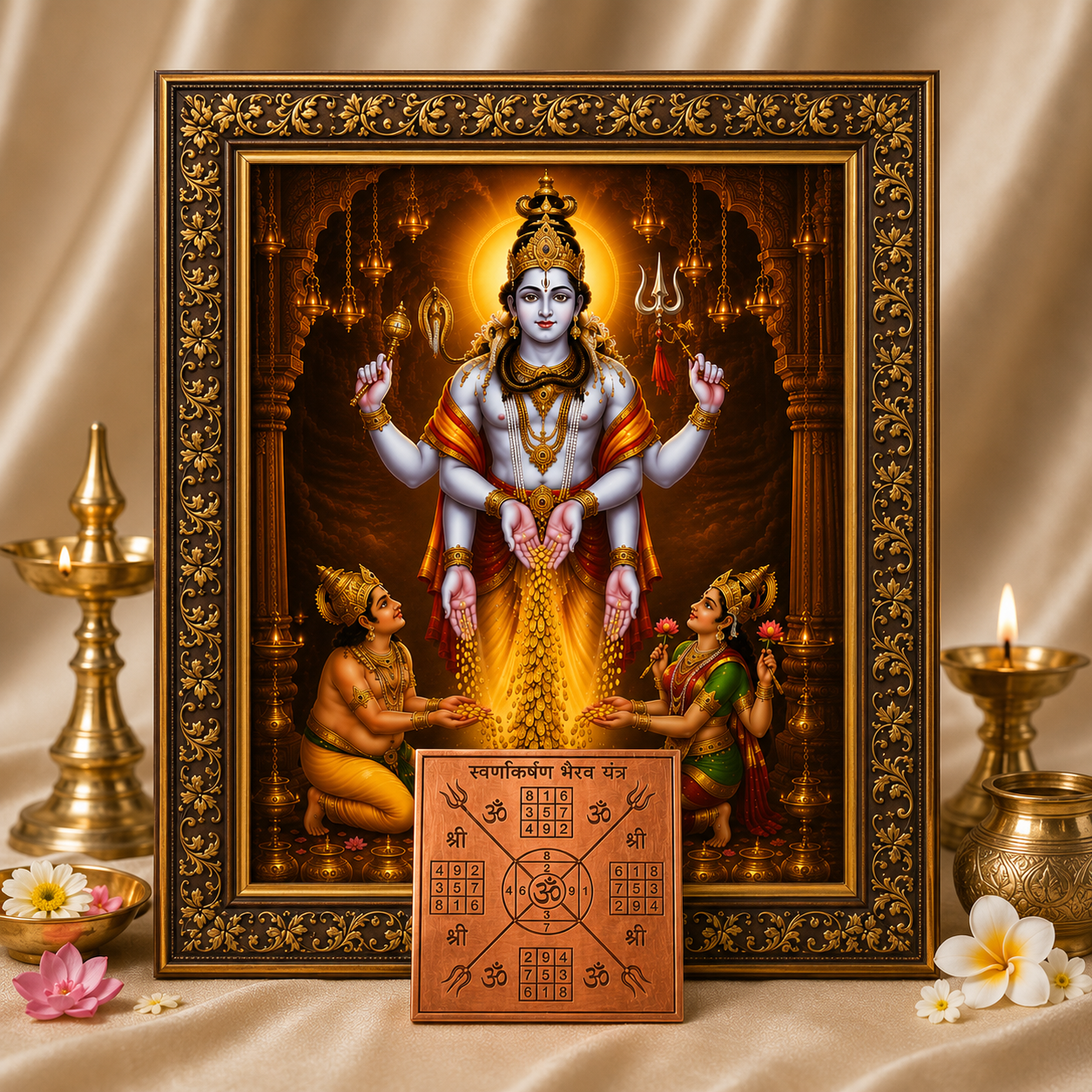 Sacred Swarna Akarshana Bhairava Photo & Yantra Combo 