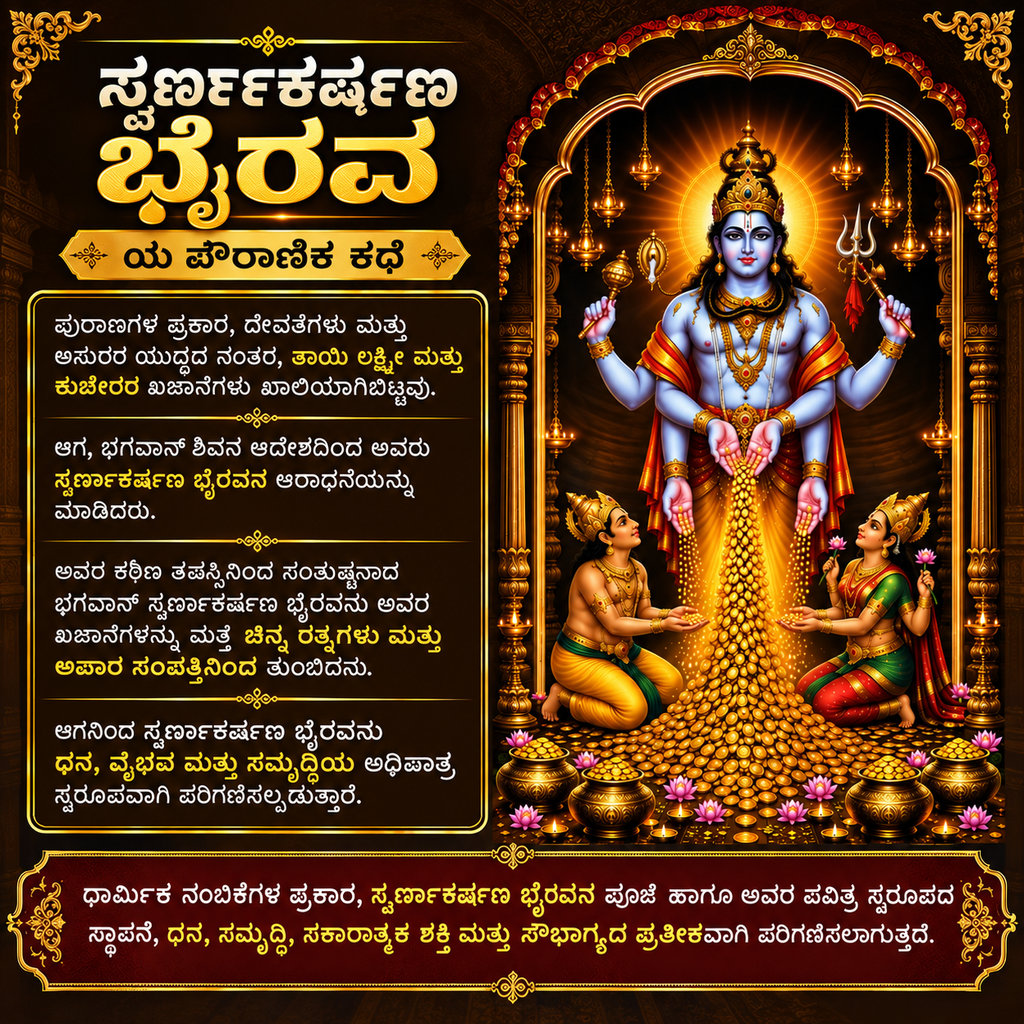 Swarna Akarshana Bhairava Pauranik Katha and spiritual significance in Kannada