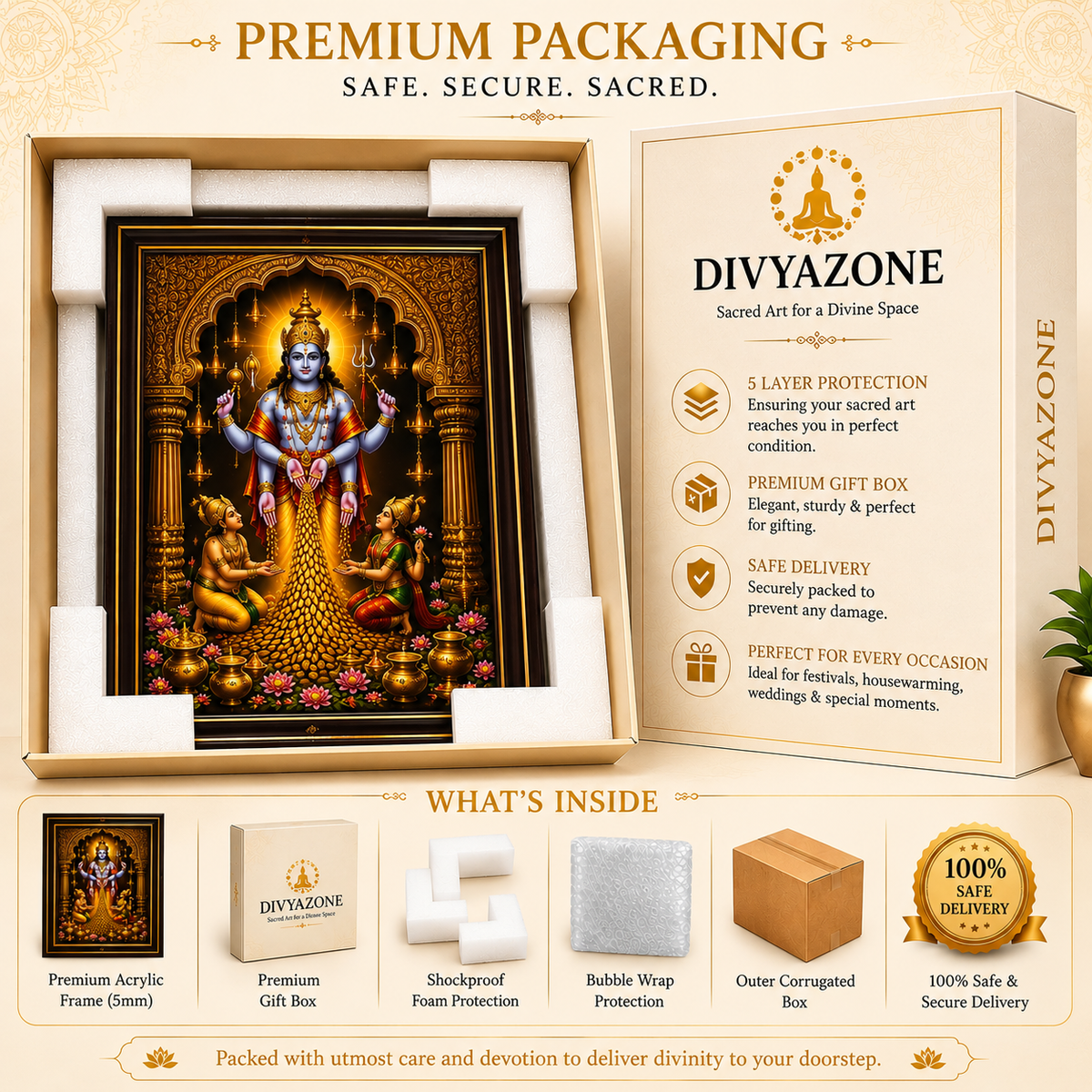 Premium packaging of Swarna Akarshana Bhairava sacred wall frame