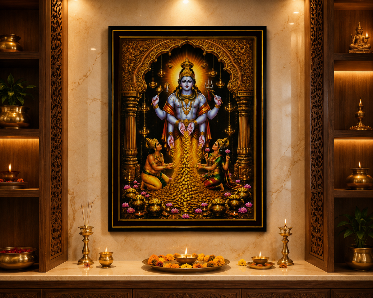 Swarna Akarshana Bhairava sacred frame displayed in a prayer space