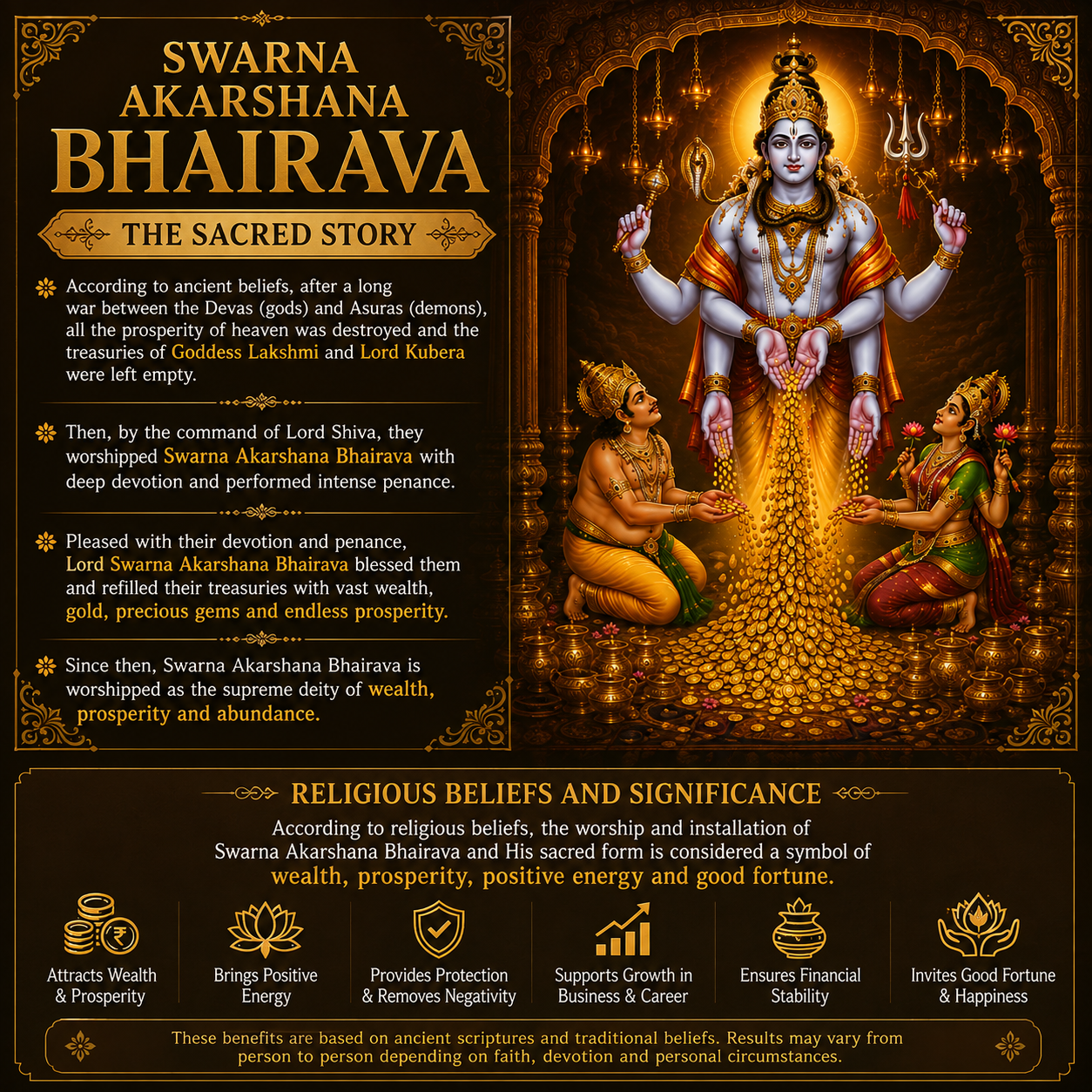 Swarna Akarshana Bhairava divine photo frame with elegant design for home temple